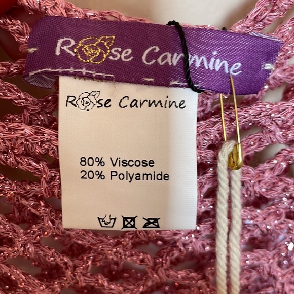Rose Carmine Multicolor Metallic Crochet Handmade Tank Top - Picture 3 of 7